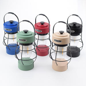 Lámpara retro recargable, linterna LED para camping, luz blanca cálida, portátil, para tienda de campaña, con asa y jaula protectora - Product Image 1