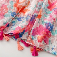 Nouveaux foulards en coton à motif floral rose fantaisie, doux et fins, pour l'été, châles de plage pour femmes, foulard imprimé en voile de coton