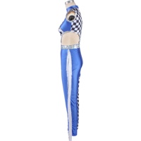 Justaucorps de danse imprimé damier noir et blanc course pom-pom girls vêtements de danse gland paillettes pantalons longs vêtements de Performance de scène