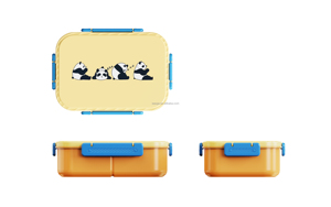 Boîte à lunch en plastique avec couvercle, motif dessin animé mignon, gourde incluse, compatible micro-ondes, portable, hermétique, 3 compartiments, pour la rentrée scolaire - Product Image 3
