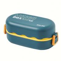 Boîte à lunch bento en silicone à double niveau, 2 compartiments, durable, sans BPA, grande capacité, pour adultes, enfants, nouveau-nés, portable, école/bureau
