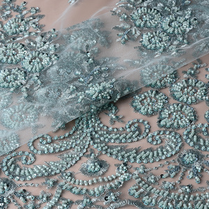 Gorgeous <strong>Heavy</strong> Hand Beaded Sequin Rhinestones Tectil Embroidery Wedding <strong>Lace</strong> <strong>Fabric</strong> for Bridal/Gowns/Abaya - Product Image 6