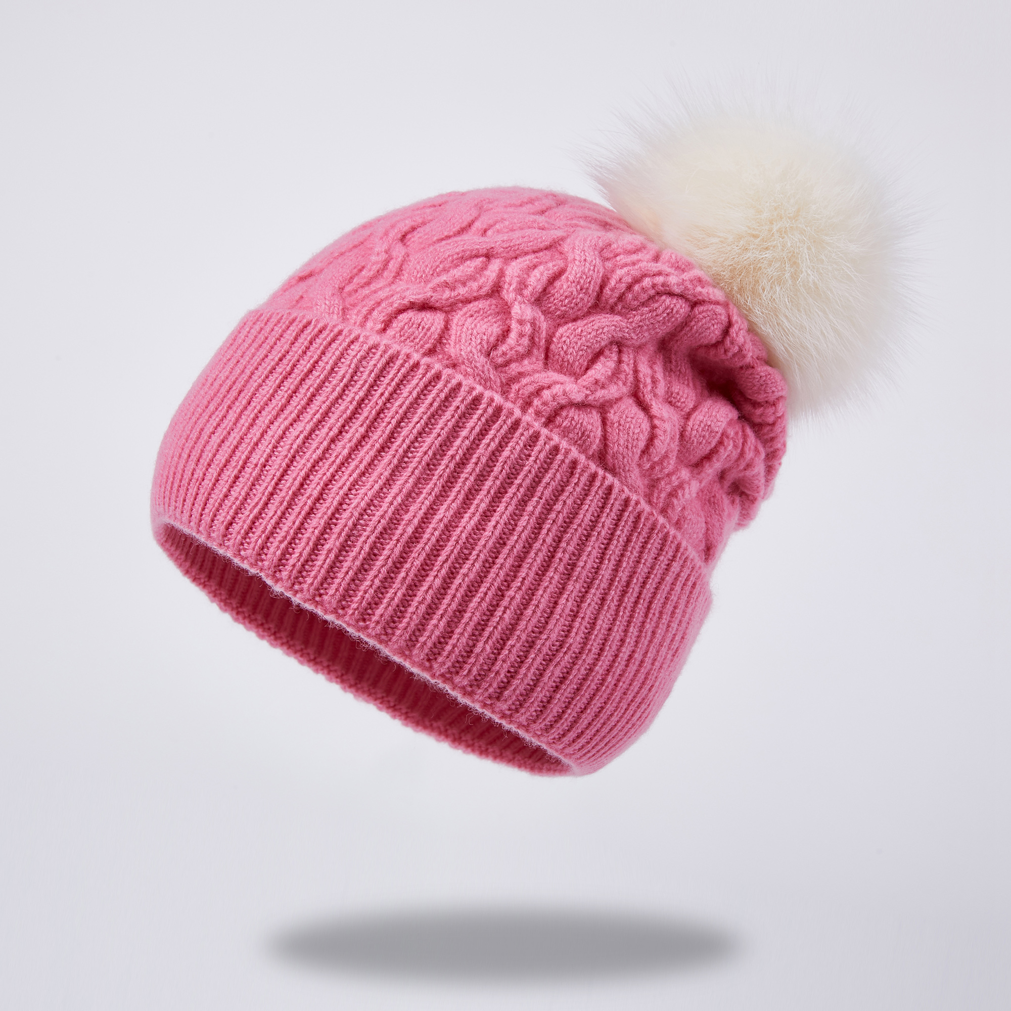 Wholesale of New Products Mige Warm 100%wool Fur Pompom Winter Hats Custom Knitted Beanie