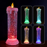 Bougies LED Électroniques Flottantes Sans Flamme à Paillettes Liquides pour Décoration d'Intérieur, Veilleuses de Noël en Gros