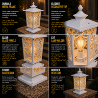 Lampe de poteau de jardin extérieure blanche avec cadre métallique géométrique