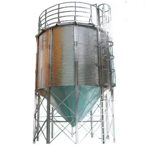 Grease steel grain feed silo 1000T thickened high-resistance galvanized vertical silo