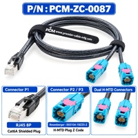 Câble Ethernet automobile RJ45 vers 2x H-MTD CAT6A blindé, faisceau de dérivation 1-vers-2 pour test sur banc ADAS ECU HIL E6S10A-1BZZ5-Z