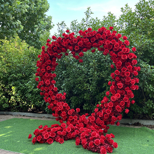 Decorazione all'ingrosso di fiori artificiali personalizzati in fabbrica rosa a forma di cuore arco di fiori per decorazione di sfondo di nozze - Product Image 3