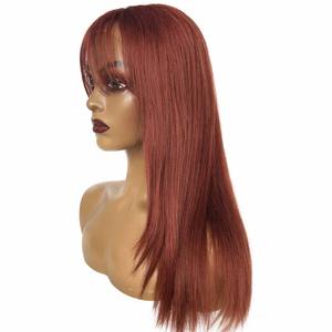 Parrucca Liscia Auburn con Frangia Dritta in <span class=keywords><strong>Capelli</strong></span> Umani, Lunga Marrone Rame Pre-Piumata, Effetto Naturale Senza Colla per Donna - Product Image 2