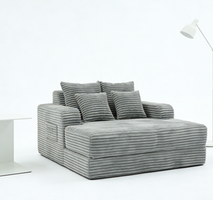 Chaise longue <span class=keywords><strong>convertible</strong></span> ultra-compressible, <span class=keywords><strong>canapé</strong></span> d'appoint gris pliable avec coussins, installation rapide pour petits appartements - Product Image 1