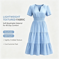 Robe longue décontractée Posimia multi-couches à volants cascade et taille élastique, idéale pour l'été, le printemps et l'automne, couleur unie, ODM/OEM