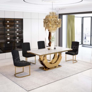 Chất lượng tốt nội thất đồ nội thất bằng thép không gỉ cơ sở 8 chỗ ngồi ghế Bàn Ăn Hiện Đại Bộ - Product Image 4