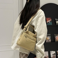 Sac à bandoulière carré léger pour femme, style coréen, motif renard coloré, en nylon multicouche résistant à l'eau avec fermeture éclair