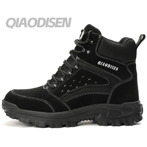 Chaussures de sécurité montantes pour hommes avec embout en acier pour chantier, anti-perforation, anti-écrasement, antidérapantes - Product Image 1