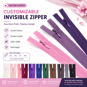 Custom Nylon Closed End Invisible <strong>Zipper</strong> for Garments Dress Shoes Bags with Multiple Colors for Lace Skirt and Pillow - Product Image 5