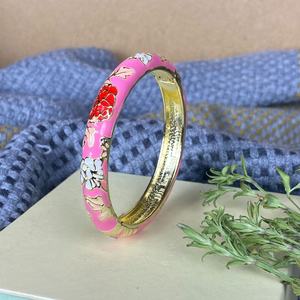 Brazalete de esmalte vintage con diseño de la Ciudad Prohibida, elaborado con maestría y detalles de flor de jade, recuerdo de viaje, antideslustre, para mujer - Product Image 6