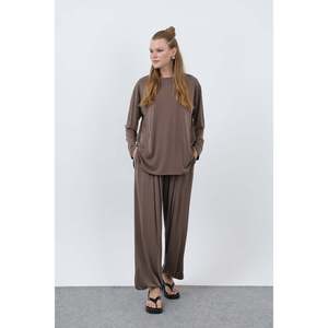 Ensemble décontracté en viscose surdimensionné pour femmes, manches longues, style minimaliste, respirant, noir, toutes saisons - Product Image 4