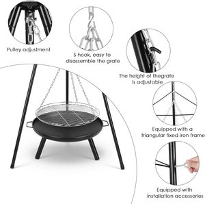 Approvisionnement d'usine <span class=keywords><strong>47</strong></span> <span class=keywords><strong>Cm</strong></span> chaîne de trépied suspendue ronde Portable extérieur Mini <span class=keywords><strong>Barbecue</strong></span> grilles charbon de bois <span class=keywords><strong>Barbecue</strong></span> pour Camping - Product Image 6