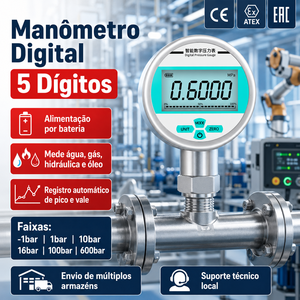 Manomètre numérique portable pour batterie 100-600 bar Kpa haute pression pour applications pneumatiques, hydrauliques, eau et huile - Product Image 1