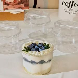 Vaso Redondo para Mousse de 250 ml con Cuchara, Envase Transparente de Plástico PET para Postres, Pastel, Yogur, Pudín, Mousse - Product Image 3