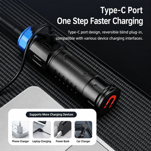 Lampe de travail magnétique multi-angle flexible avec zoom télescopique, torche LED 3 modes d'éclairage, chargement Type-C, conception à batterie détachable - Product Image 4