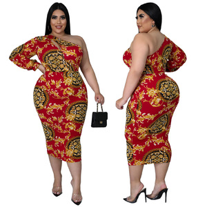 <span class=keywords><strong>Ropa</strong></span> <span class=keywords><strong>de</strong></span> mujer <span class=keywords><strong>de</strong></span> talla grande Sexy recortada <span class=keywords><strong>de</strong></span> un hombro <span class=keywords><strong>de</strong></span> manga larga vestido estampado falda <span class=keywords><strong>de</strong></span> cola <span class=keywords><strong>de</strong></span> pez - Product Image 3