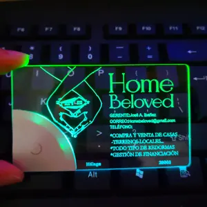 פטנט פרסום כרטיסי לוגו עיצוב אקריליק יוקרה LED כרטיס ביקור חרוט בלייזר כרטיס אור