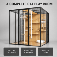 Cage pour animaux de compagnie à plusieurs niveaux en aluminium pour usage intérieur avec panneaux en verre trempé, grand espace personnalisé, fabrication directe en usine, OEM disponible