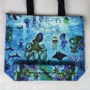 Sac d'épicerie en toile lourde avec poches Sac fourre-tout de plage Sac fourre-tout à bandoulière en toile à sublimation personnalisée - Product Image 4