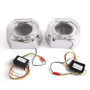 2.5 & 3 Inch White Red Yellow <b>LED</b> Angel Eyes Shrouds Housing HID <b>LED</b> <b>Projector</b> Square Covers Car Light Decorations Accessories - Product Image 1