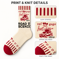 Chaussettes d'automne personnalisées OEM pour adultes - Polyester/Nylon/Coton/Bambou/Laine, résistantes aux déchirures, séchage rapide, impression numérique sans couture