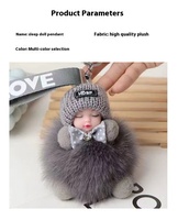 Porte-clés pendentif ours en fourrure de renard véritable, super doux, en peluche, en coton PP lavé, pour voiture, poupée, accessoire de sac