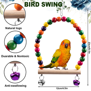 Ensemble de jouets pour oiseaux et perroquets en bois naturel : balançoire, échelle, perchoir et jouets à mâcher pour perruches, calopsittes, budgies et conures - Product Image 4