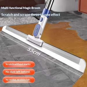 <span class=keywords><strong>Balai</strong></span> <span class=keywords><strong>magique</strong></span> avec outil en caoutchouc souple et manche en plastique pour balayer les sols, nettoyer les toilettes, raclette à eau pour salle de bain - Product Image 1