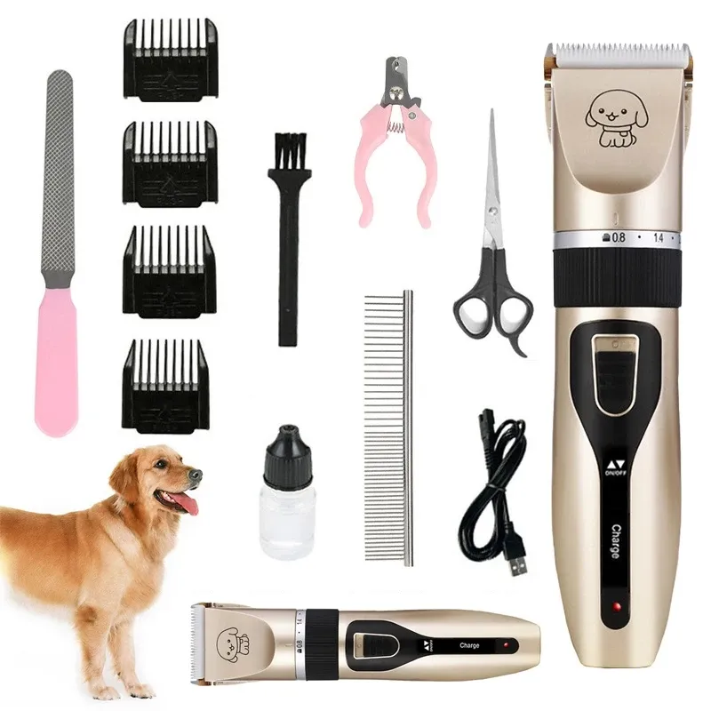 新しいプロフェッショナル充電式電気犬グルーミングキットペットグルーミングキットヘアクリッパーキットペットヘアトリマー