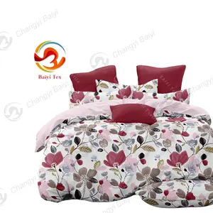 Hot S ALE Chất Lượng Cao 100% Polyester Hoa Thiết Kế Tấm Ga Giường Đặt Vua Kích Thước Bộ Đồ Giường Bộ Comforters Bộ Sang Trọng Nhà Máy Giá