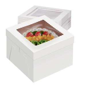 Boîte à gâteau carrée blanche très vendue avec fenêtre en PVC - Product Image 1