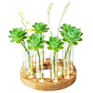 Soporte de madera Dongbang para tubos de ensayo con frascos de vidrio para decoración de centro de mesa, estilo moderno y sencillo, material de pino. - Product Image 5