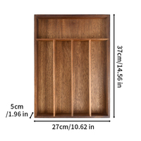 Plateau de rangement en bois d'acacia pour tiroir, 5 compartiments, support à ustensiles, boîte de rangement pour couverts et couteaux pour armoire de cuisine
