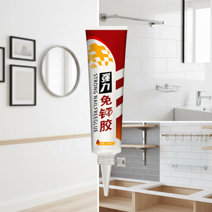 Colle liquide transparente en <span class=keywords><strong>silicone</strong></span> blanc HAOMEI – Sans clous, adhésif puissant, mastic liquide – Adhérence forte, usage intensif pour salle de bain - Product Image 1