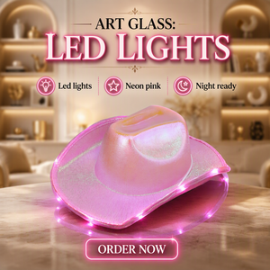 Sombreros Vaqueros LED Blancos de Poliéster en Oferta, Sombreros Vaqueros Holográficos con Luz para Decoración de Fiestas - Product Image 3