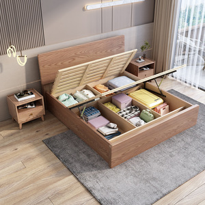 Solid Ash Wood <b>Bed</b> 1.8m <b>Storage</b> Pneumatic High Box Bedroom Furniture - Product Image 2