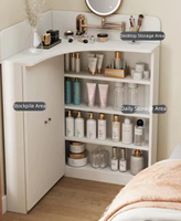 Bureau de maquillage d'angle ultra-fin de 18 cm, petite table de maquillage murale intégrée moderne et minimaliste pour chambre à coucher.