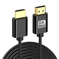 Câble vidéo 2.1 ultra-fin plaqué or personnalisé, fil PVC flexible avec blindage, prend en charge la résolution 8K 60Hz pour projecteur
