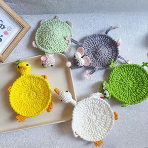 Sous-verre en crochet fait main en forme d'animal, dessin animé mignon, sous-verre amusant pour la décoration de table, sous-verre en fil fait main pour tasses et verres - Product Image 1