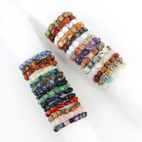 Bracelet en cristal de guérison semi-précieux multicolore en gros Bracelet en perles de pierre naturelle Bracelet en pierres précieuses pour couple