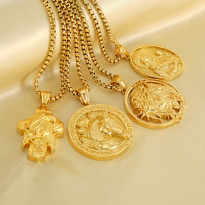 Collares de Acero Inoxidable con Colgante de la Virgen María y Jesús, Joyería de Moda Religiosa Cristiana con PVD de 18K para Mujer y Hombre - Product Image 4