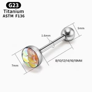 Titan G23 Đồ Trang Sức Cơ Thể Đa-Màu Gradient Xỏ Lưỡi Vòng Với Zircon Xỏ Bông Tai - Product Image 3