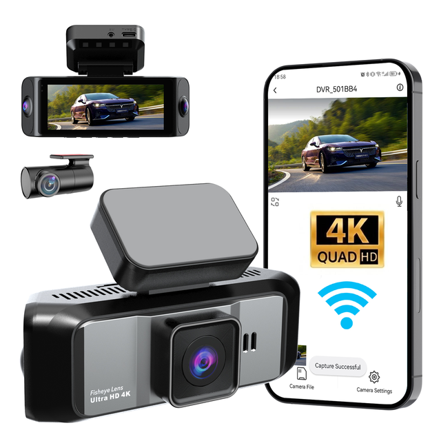 High-Speed 5G WiFi 4-Channel 360 4K Dash Cam with G-Sensor Night Vision AI Video Recorder Car DVR 1 Year Warranty