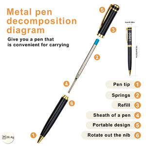Stylo à bille en métal argenté de luxe, de haute qualité et tendance, avec logo personnalisé - Product Image 2